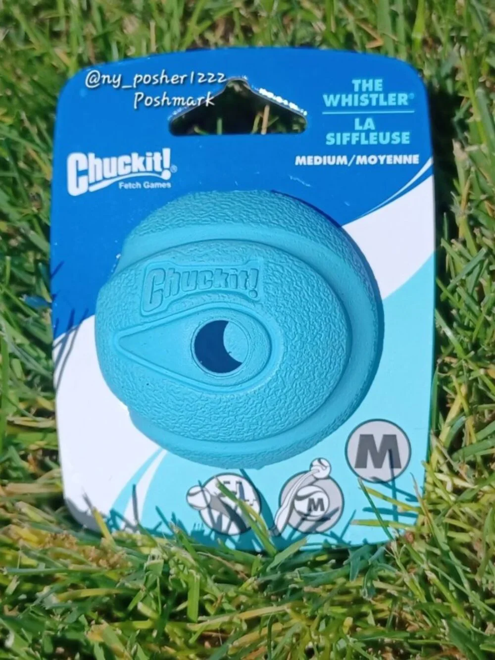 𝗖𝗵𝘂𝗰𝗸𝗶𝘁! 𝗧𝗛𝗘 𝗪𝗛𝗜𝗦𝗧𝗟𝗘𝗥 Ball Dog Toy Blue (Size Medium)